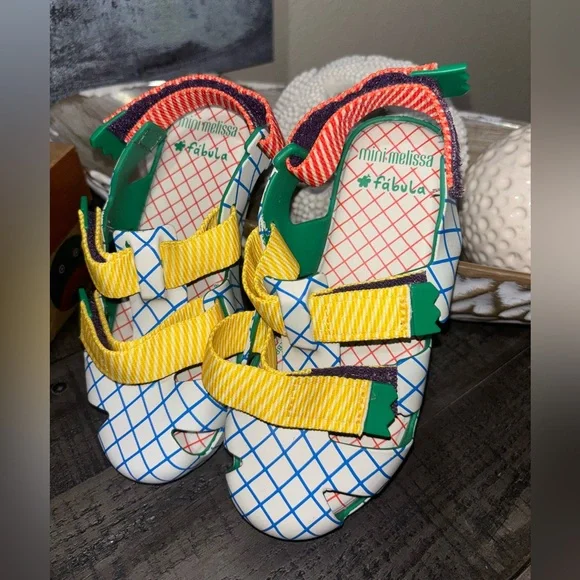 MINI MELISSA  Ioio + Fabula Inf Sandal, Yellow & Blue  NIB SZ12 - Picture 3 of 7